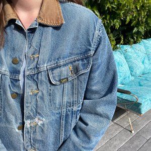 Lee Brand Vintage 70s Storm Rider Jean Denim Blanket Lined Jacket